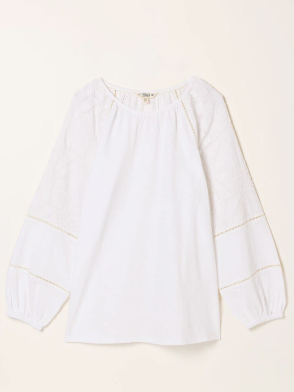 Fatface Ally White Embroidered Sleeve Top NWT Size 8 - Picture 6 of 13